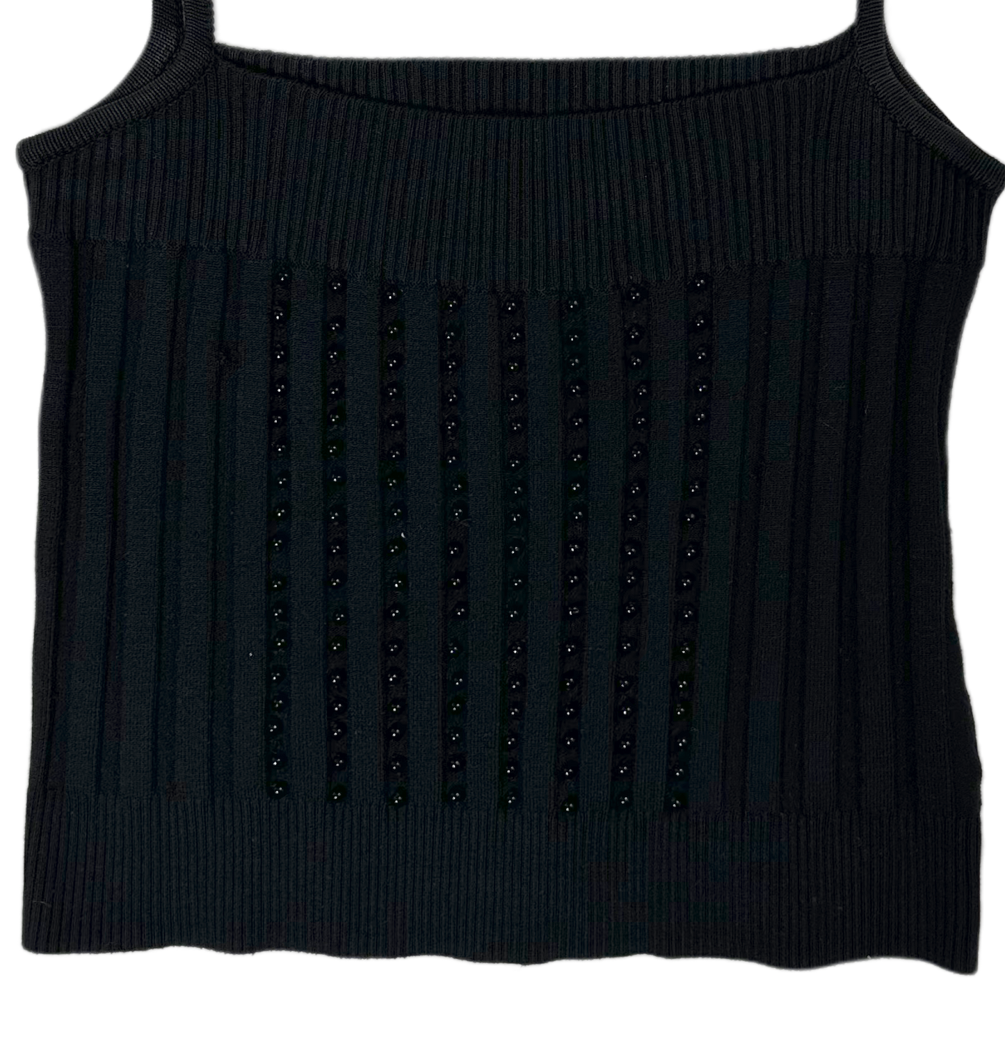 Wayne Rogers Black Silk Knit Beaded Tank Size Medium