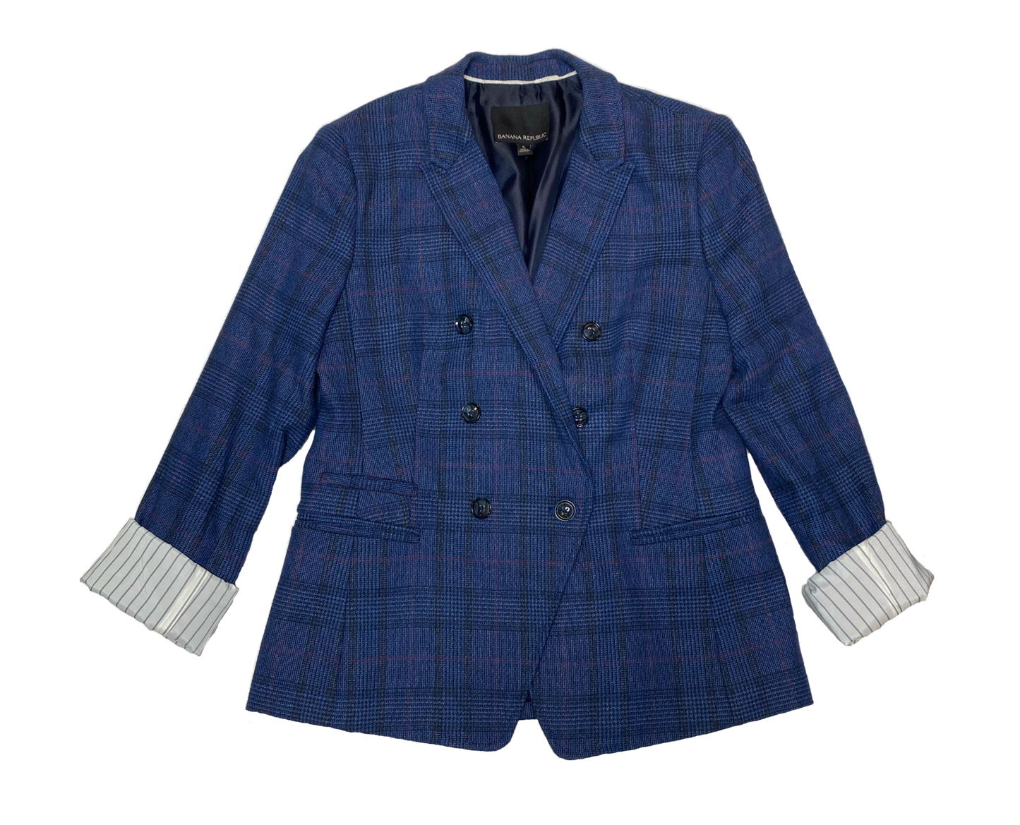 Banana Republic Blue Plaid Blazer Size 6