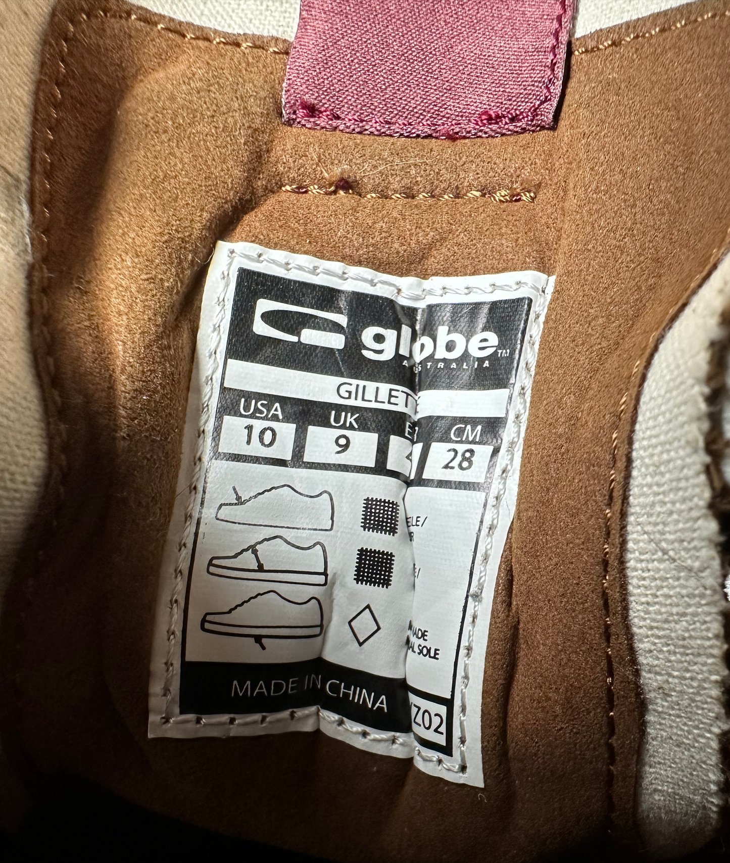 Globe Gillette Ginger Brown Corduroy Skate Shoe Size 10