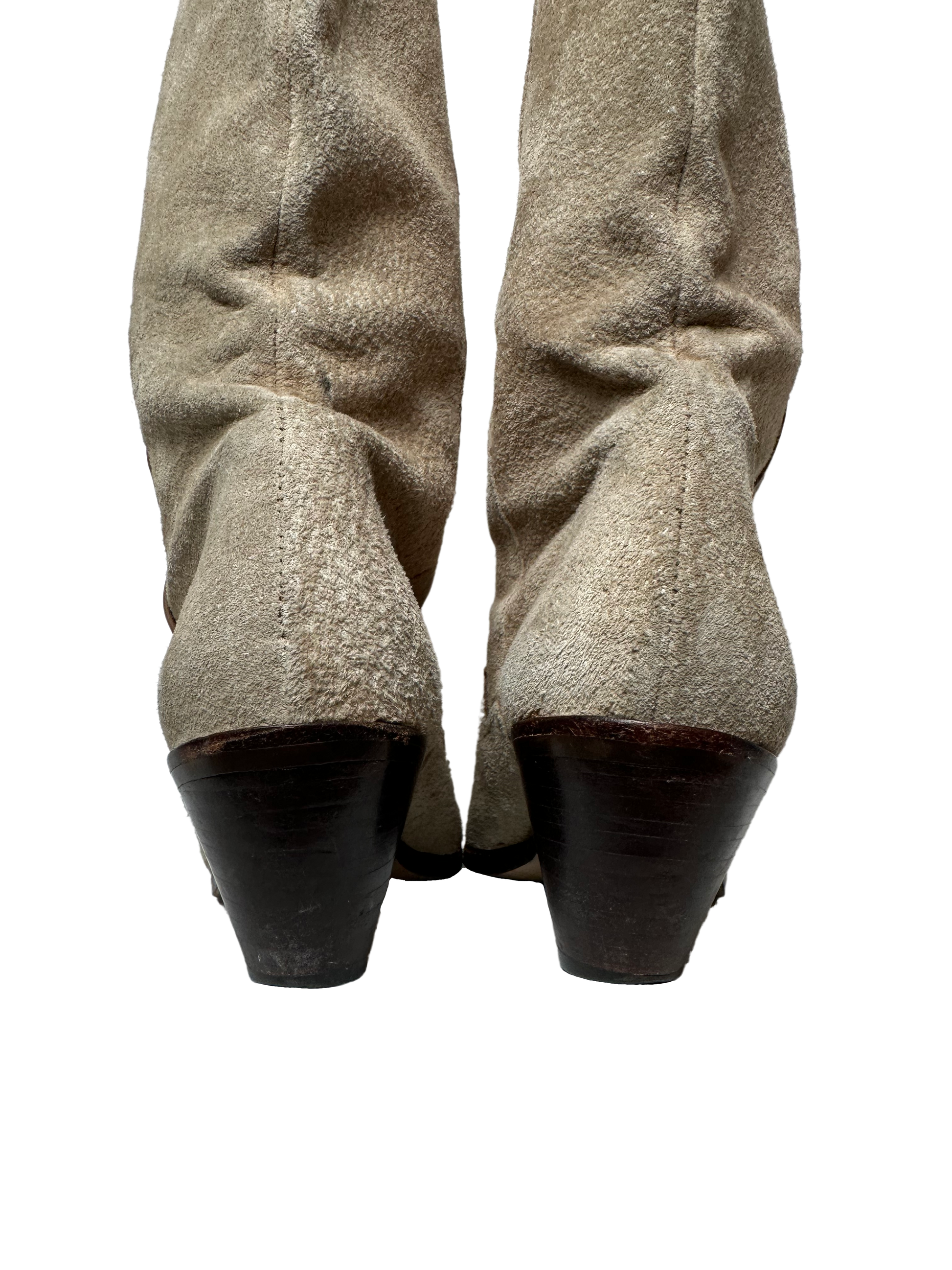 Etienne Aigner Vintage Tan Suede Boots Size 7 Score a vintage find with these well-loved Etienne Aigner boots. Made in Brazil with supple suede, they're the perfect