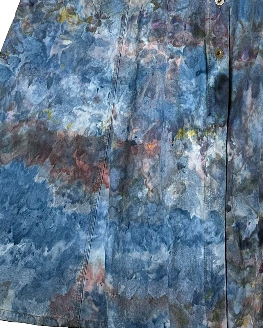 REFRESHED - New York Style Button Front Vintage Denim Shirt Dress Hand Dyed Cotton size 8