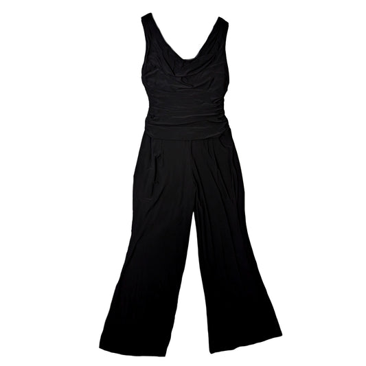 R & M Richards Black Sleeveless Knit Jumpsuit Size 12