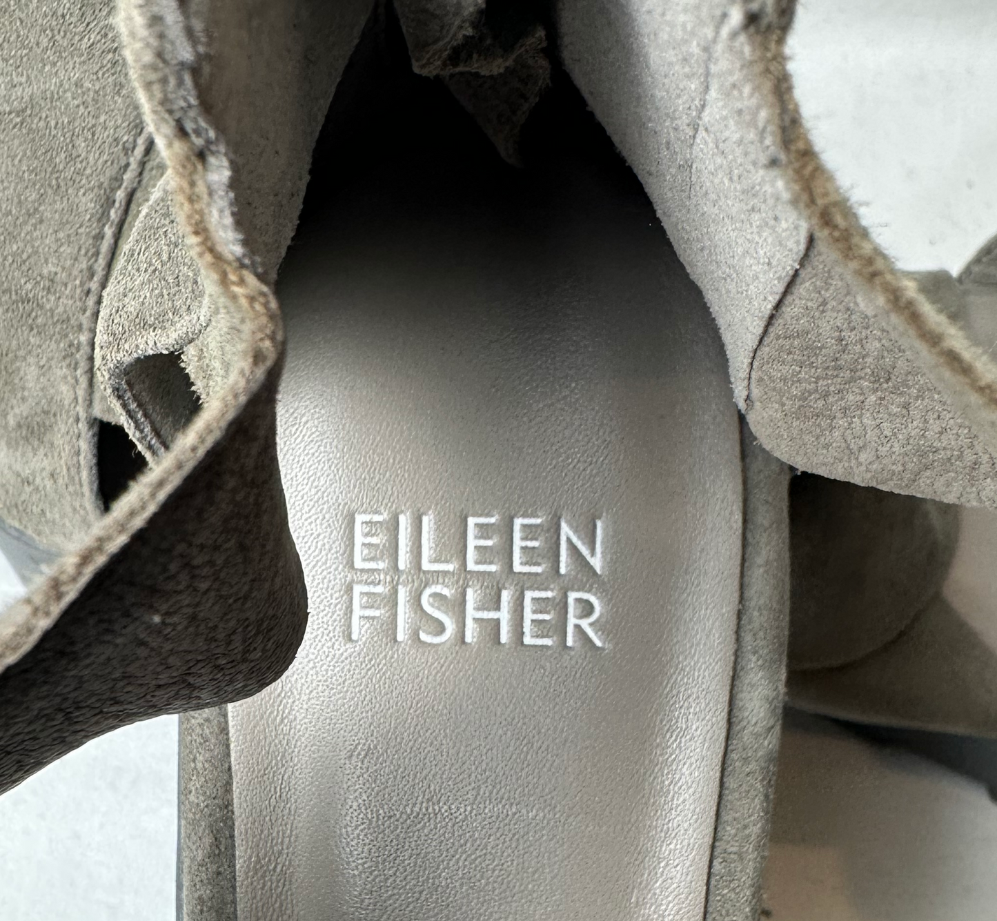 Eileen Fisher Buoy Suede Criss Cross Close Toe Wedge Platform Sandals 8 1/2