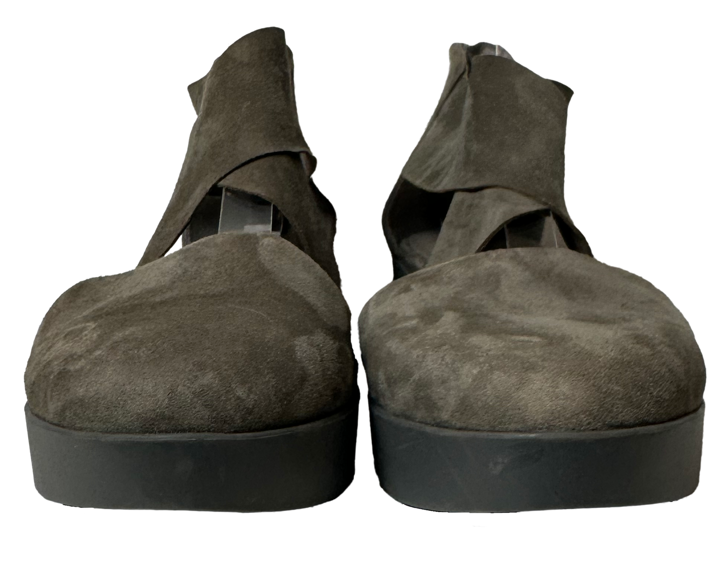 Eileen Fisher Buoy Suede Criss Cross Close Toe Wedge Platform Sandals 8 1/2