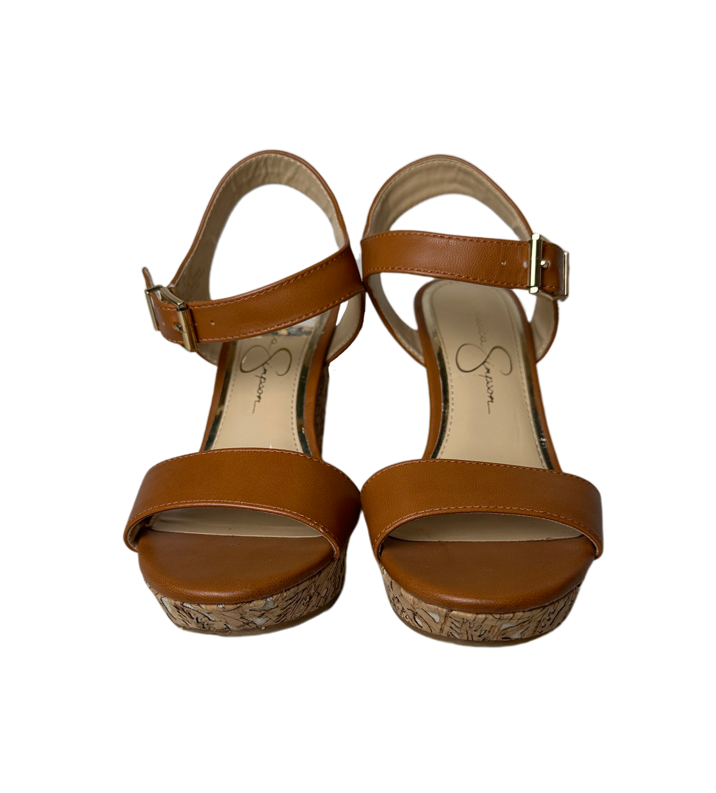 Jessica SimpsonComplete your look with the Jessica Simpson Cork Cut Out Wedge. This beautiful sandal features an elevated wedge shape with a decorative cork overlay, and a classic ShoesJessica Simpson Cork Cut Out Wedge with Brown Ankle Strap - EUCJessica Simpson Cork Cut