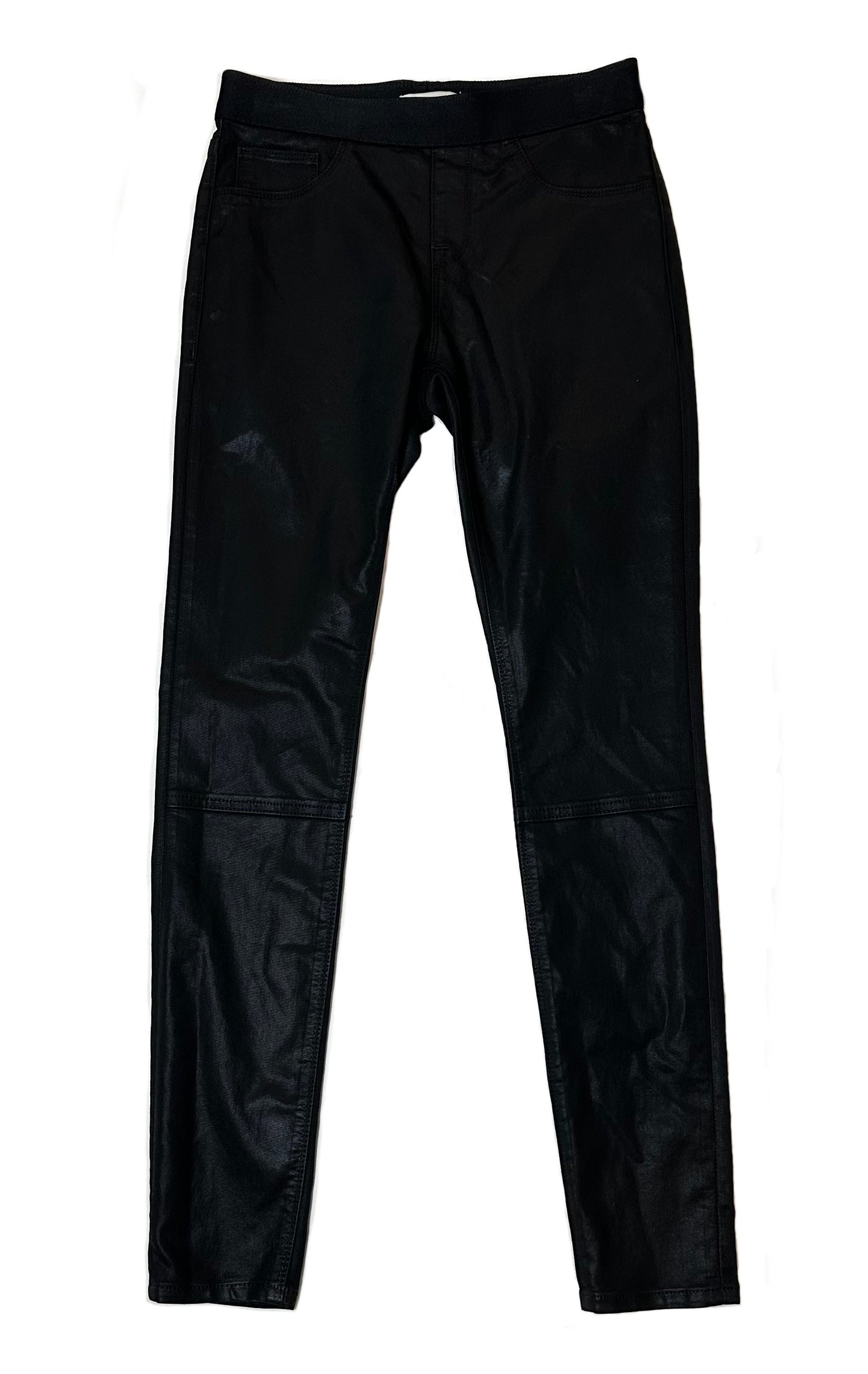 1.State black faux leather leggings. These pull-on elastic waist leggings make a bold statement while providing comfort. They offer a perfecPants1.State Black Faux Leather LeggingsState Black Faux Leather Leggings