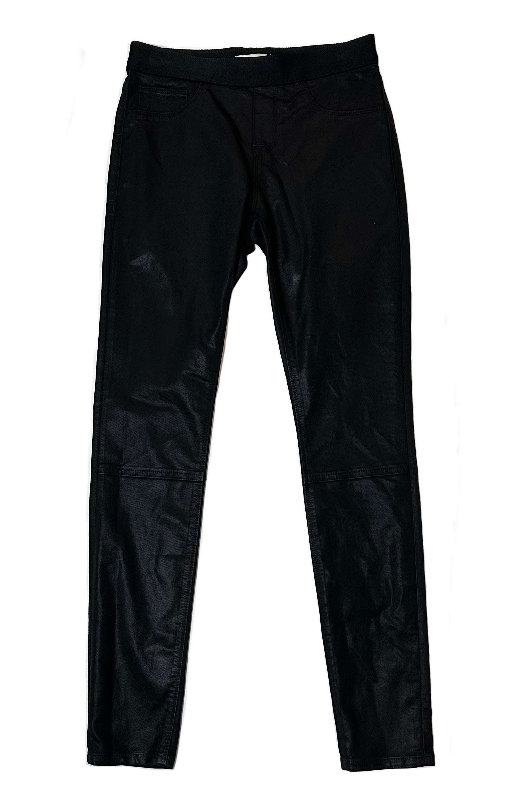 1.State black faux leather leggings. These pull-on elastic waist leggings make a bold statement while providing comfort. They offer a perfecPants1.State Black Faux Leather LeggingsState Black Faux Leather Leggings