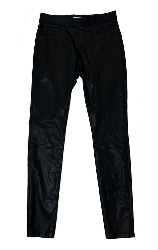 1.State black faux leather leggings. These pull-on elastic waist leggings make a bold statement while providing comfort. They offer a perfecPants1.State Black Faux Leather LeggingsState Black Faux Leather Leggings
