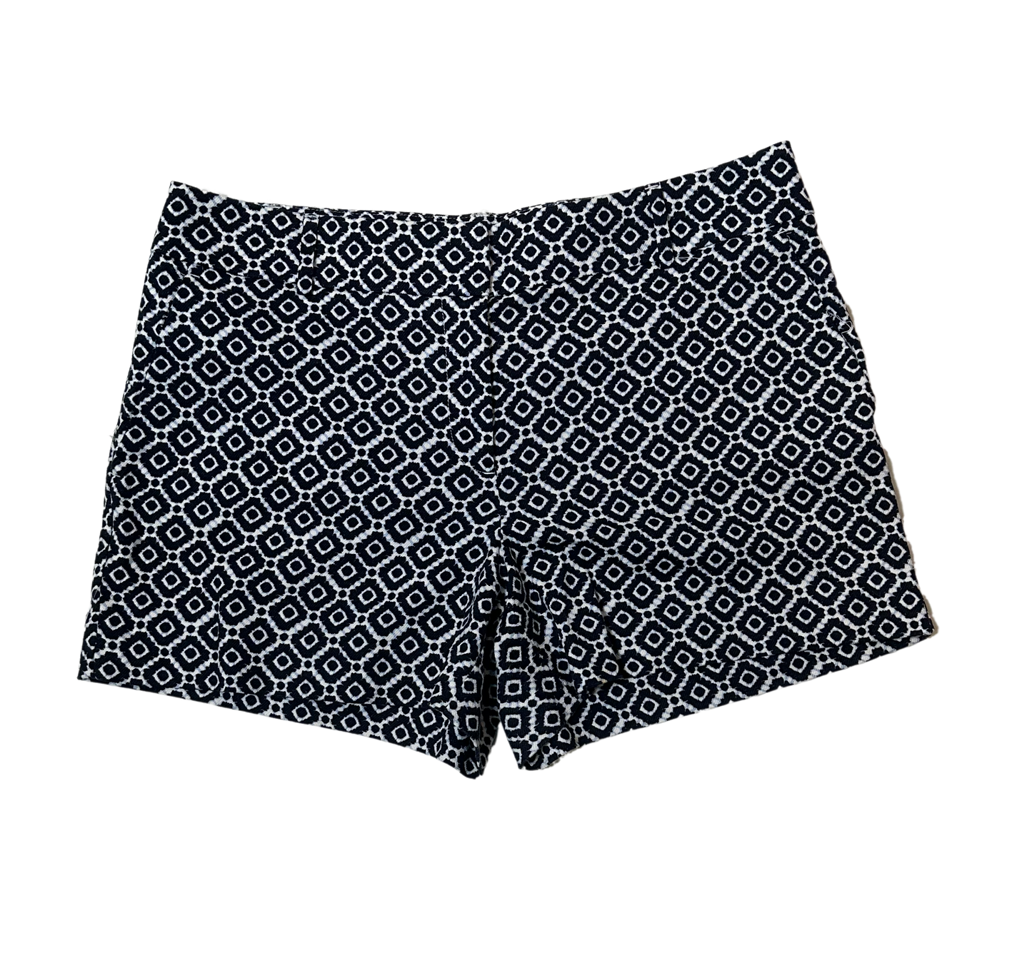 Ann Taylor Loft The Riviera Blue & White Short Make a bold statement in these Riviera blue & white shorts from Ann Taylor Loft! Their geo-print will add a fun flair to any look, plus the pockets - in the fronShortsAnn Taylor Loft The Riviera Blue & White ShortRiviera Blue & White Short