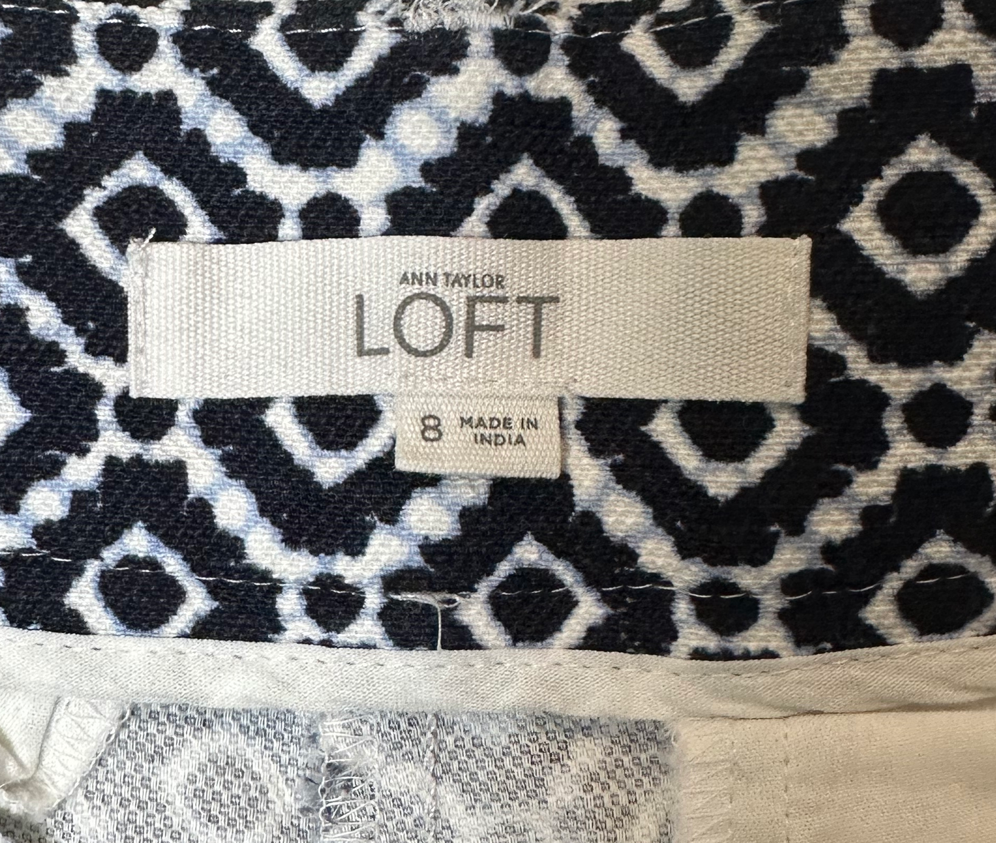 Ann Taylor Loft The Riviera Blue & White Short Make a bold statement in these Riviera blue & white shorts from Ann Taylor Loft! Their geo-print will add a fun flair to any look, plus the pockets - in the fronShortsAnn Taylor Loft The Riviera Blue & White ShortRiviera Blue & White Short