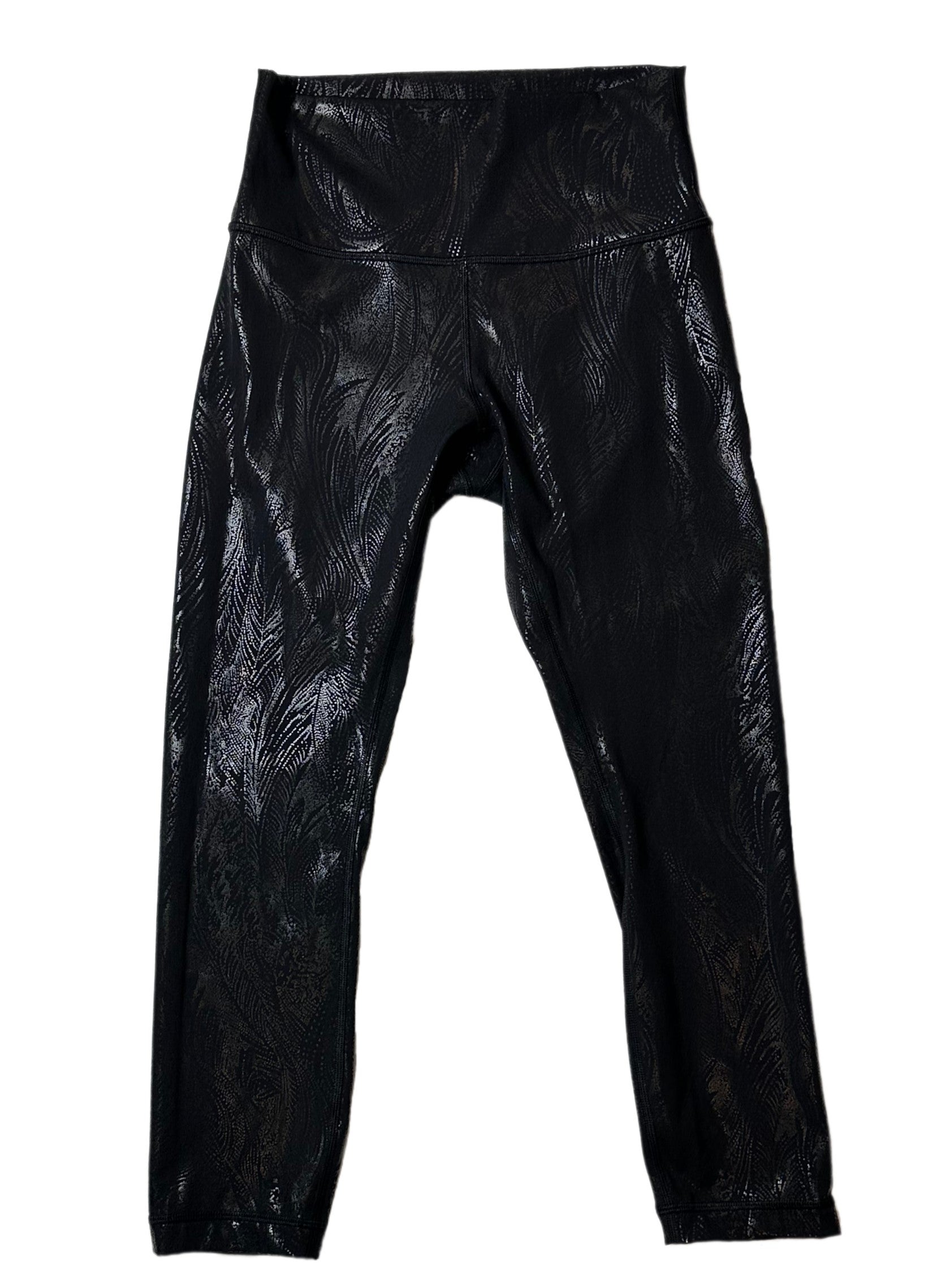 Lululemon Black Leggings with Metallic Shimmer Print for stylish worko Saint Amand s