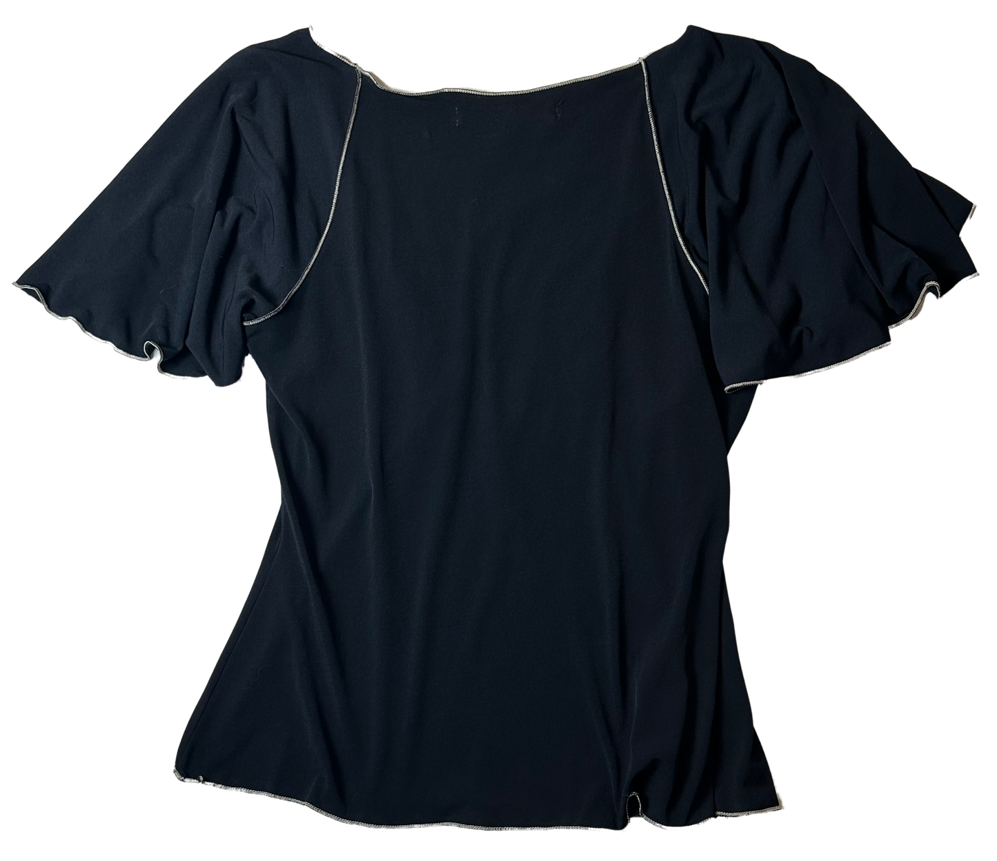 Max Studio Black Vintage Style Flirty Sleeve Top - Medium