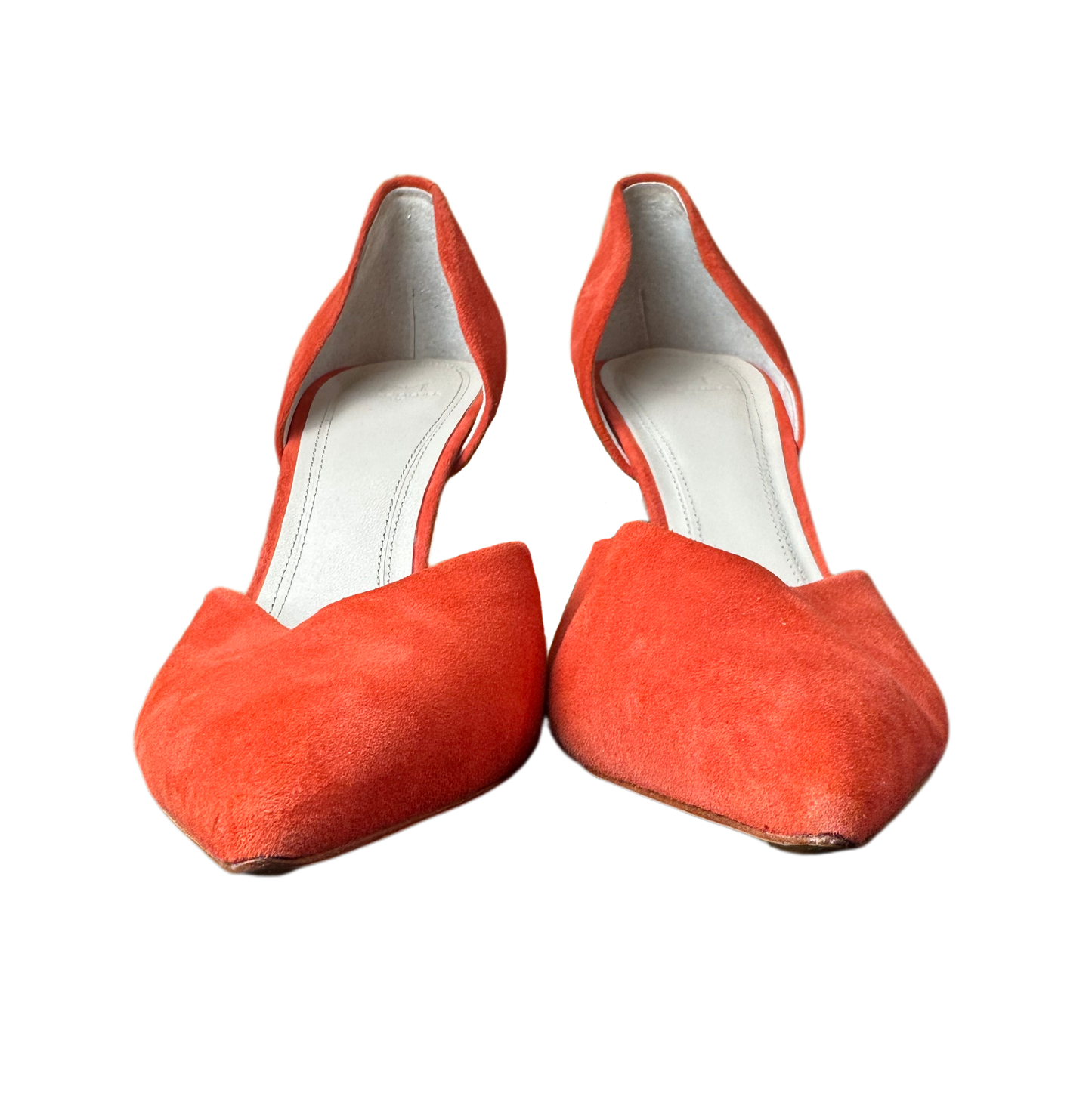 Marc Fisher LTD ML Tammy d'Orsay Tangerine Suede Pumps - EUC Expertly crafted in tangerine suede, these chic shoes feature a pointed toe and d'orsay silhouette fShoesMarc Fisher LTD ML Tammy d'Orsay Tangerine Suede Pumps - EUC'Orsay Tangerine Suede Pumps - EUC