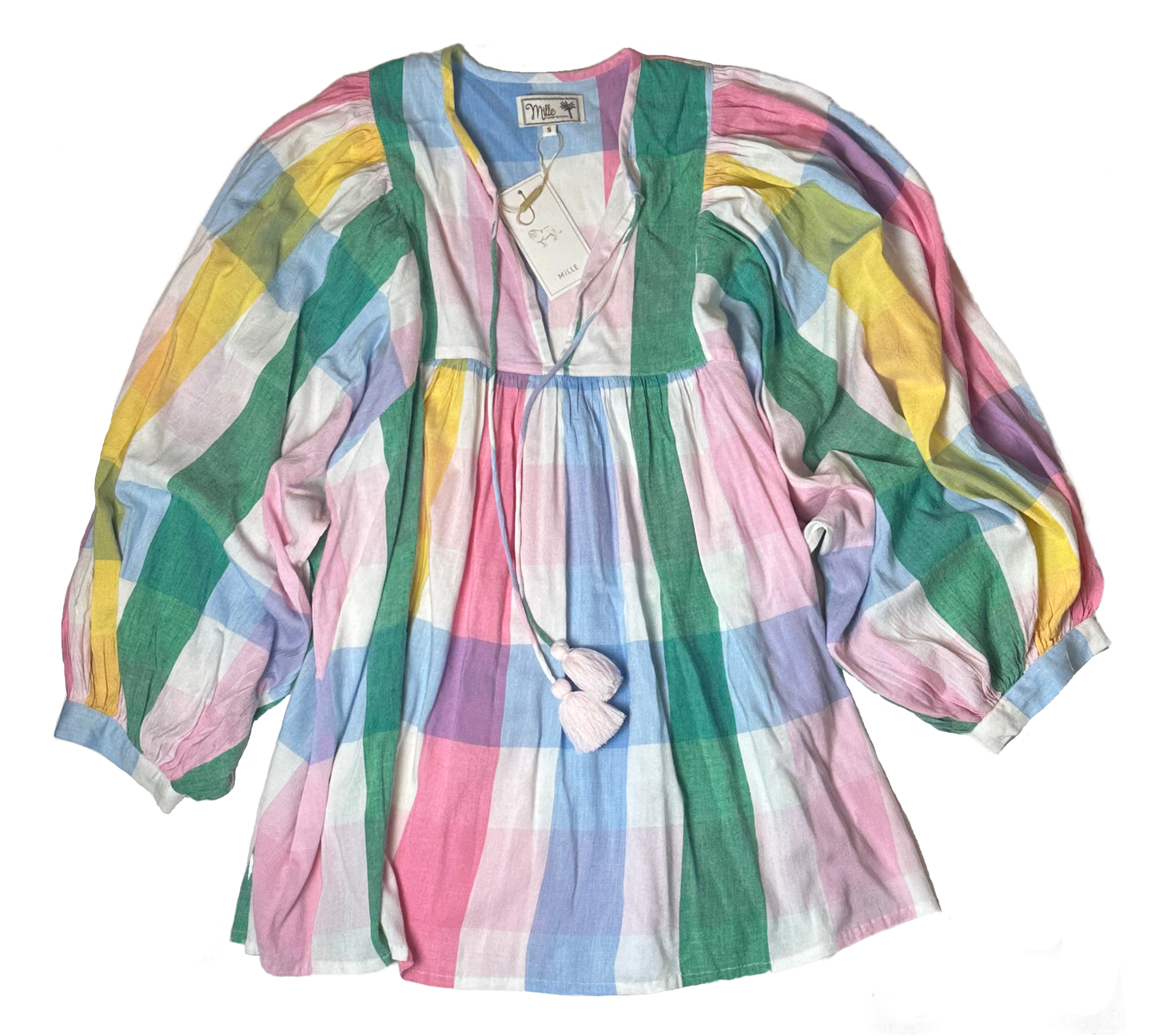 Mille 3/4 Sleeve Charlie Top in Pastel Plaid - NWT size S