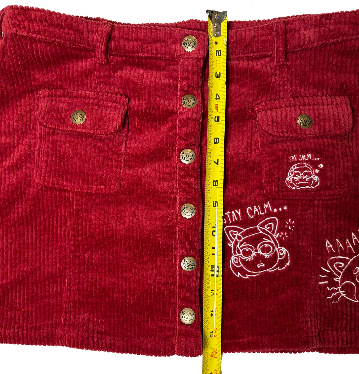 Disney Pixar Turning Red Panda Mei Corduroy Mini Snap Front Animated Skirt size XL