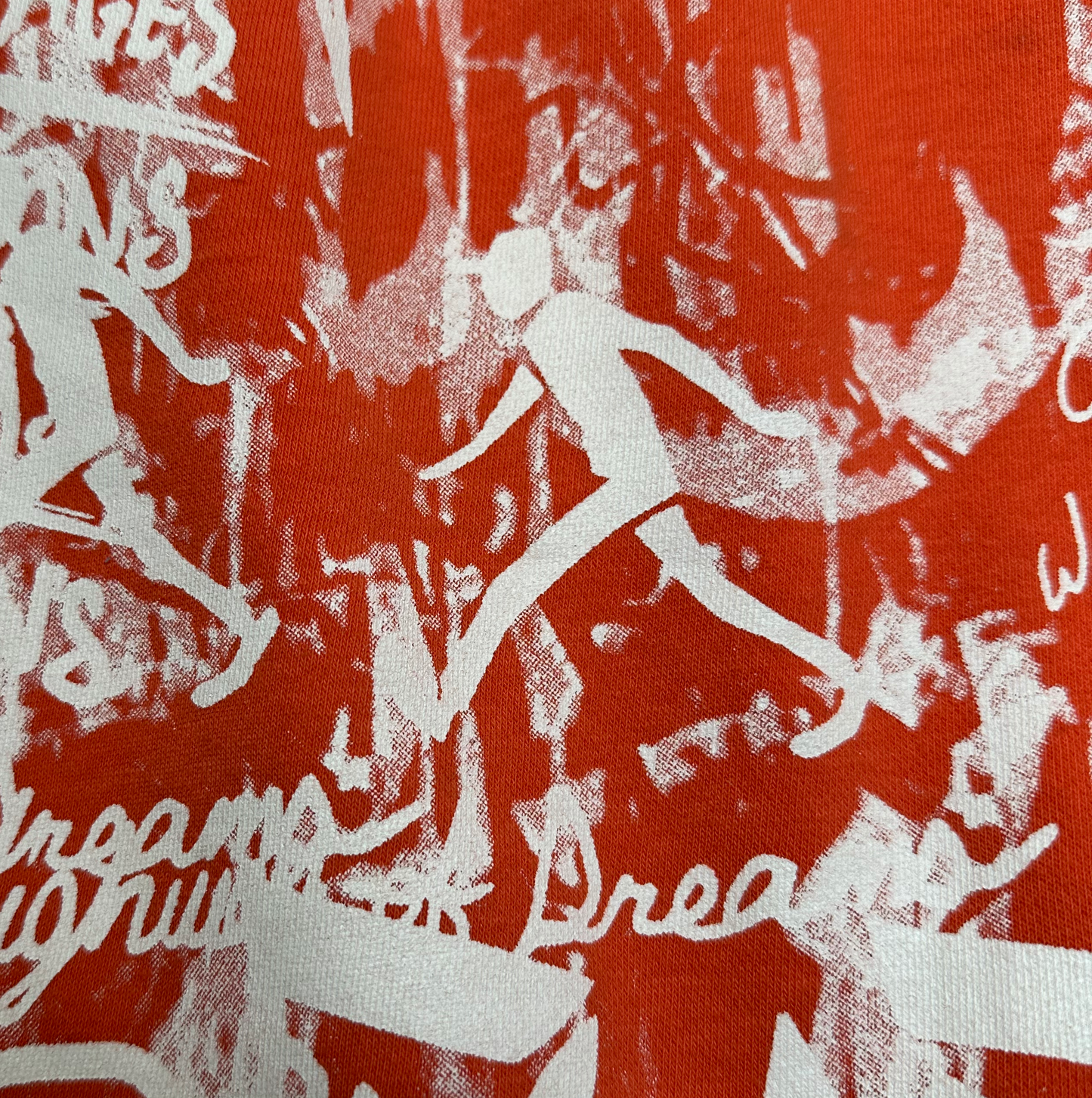 Dreamland Fleece Shorts with White Graffiti Print and Pockets-Men's XL EUC