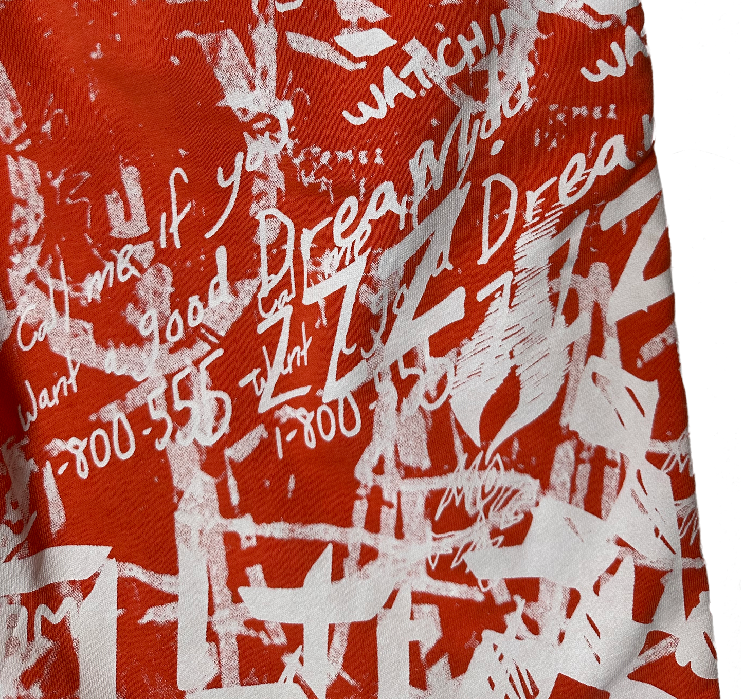 Dreamland Fleece Shorts with White Graffiti Print and Pockets-Men's XL Get ready to add a pop of color to your wardrobe with these Dreamland Fleece Shorts. Made with