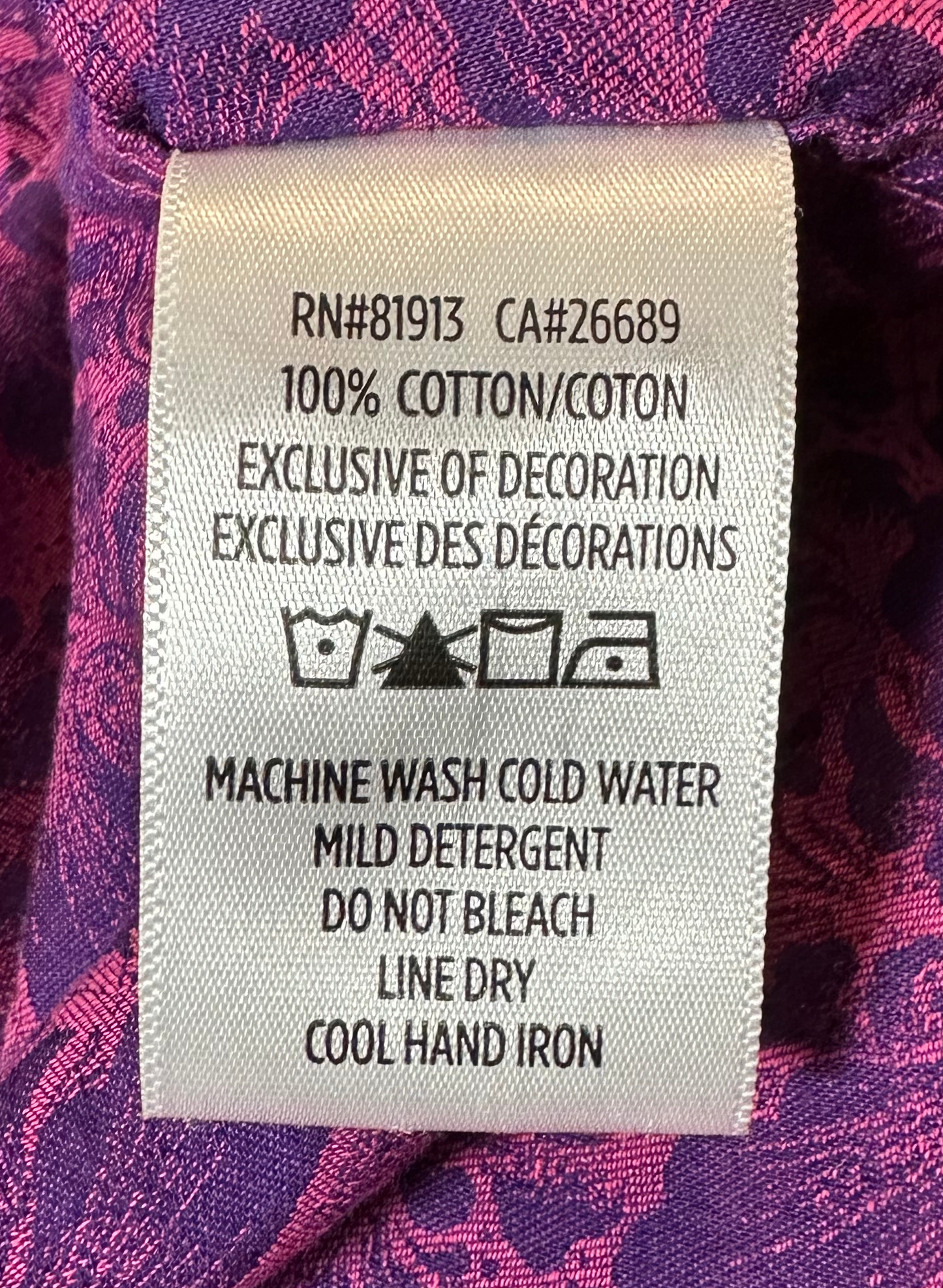 Robert Graham Long Sleeve Pink & Purple Print Button-Up Shirt size XL