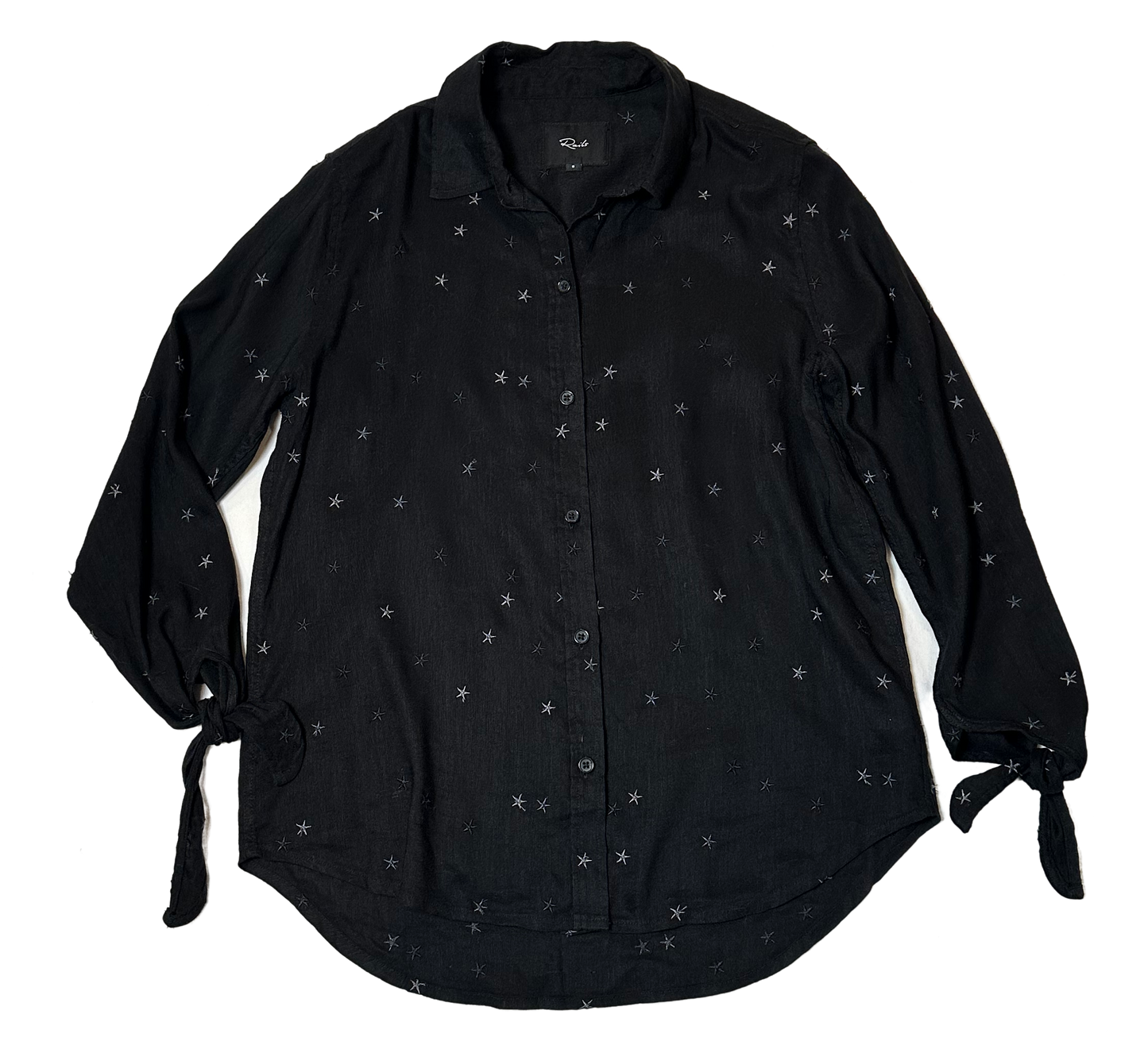 Rails Robyn Black Blouse with Stars and Tie Sleeves - size Small