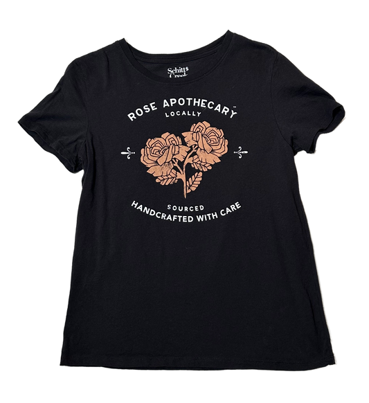 Schitts CreekStay comfy and show your Schitts Creek fandom in style with this Rose Apothecary black short sleeve t-shirt! Crafted with a soft blend of fabrics, its classic crew nShirts & TopsSchitts Creek Rose Apothecary Black Short Sleeve T-ShirtSchitts Creek Rose Apothecary Black Short Sleeve