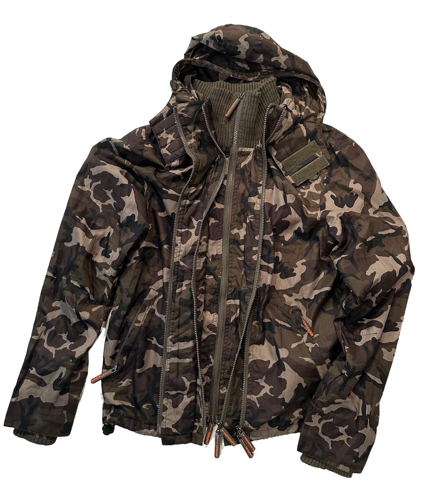 Superdry Japan Camo Mesh Lined Long Sleeve Hooded Windcheater Mens size Medium