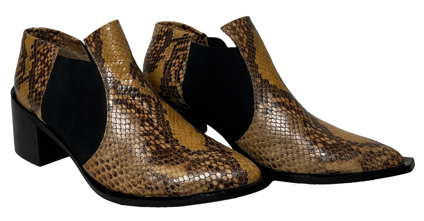 LAX Brown "Snake Skin" Ankle Booties size 37 - EUC