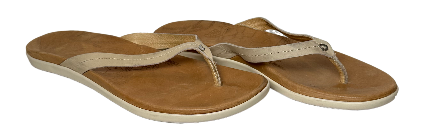 Olukai Honu Off White Leather Flip Flop Sandals Women 10 Slip into style with the Olukai Honu off white leather flip flop sandals. Made with high-quality leather, th