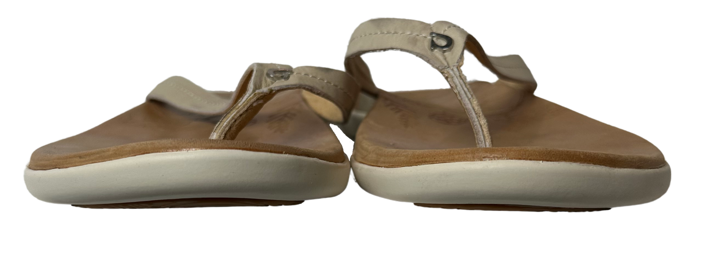 Olukai Honu Off White Leather Flip Flop Sandals Women 10 Slip into style with the Olukai Honu off white leather flip flop sandals. Made with high-quality leather, th