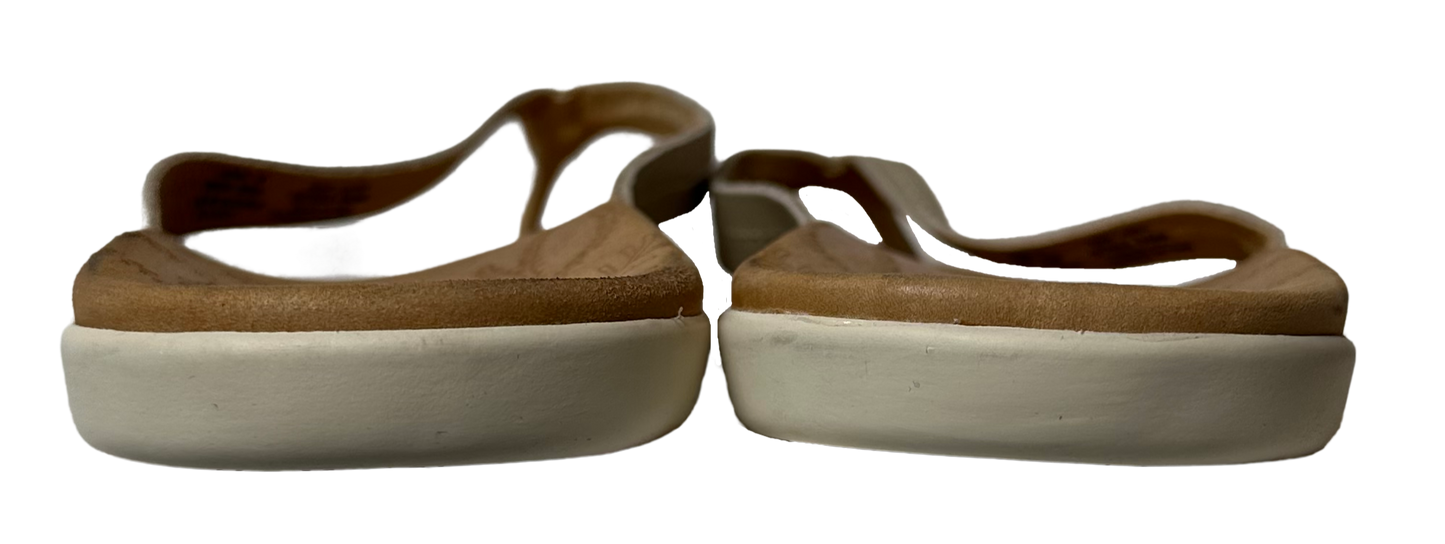 Olukai Honu Off White Leather Flip Flop Sandals Women 10 Slip into style with the Olukai Honu off white leather flip flop sandals. Made with high-quality leather, th