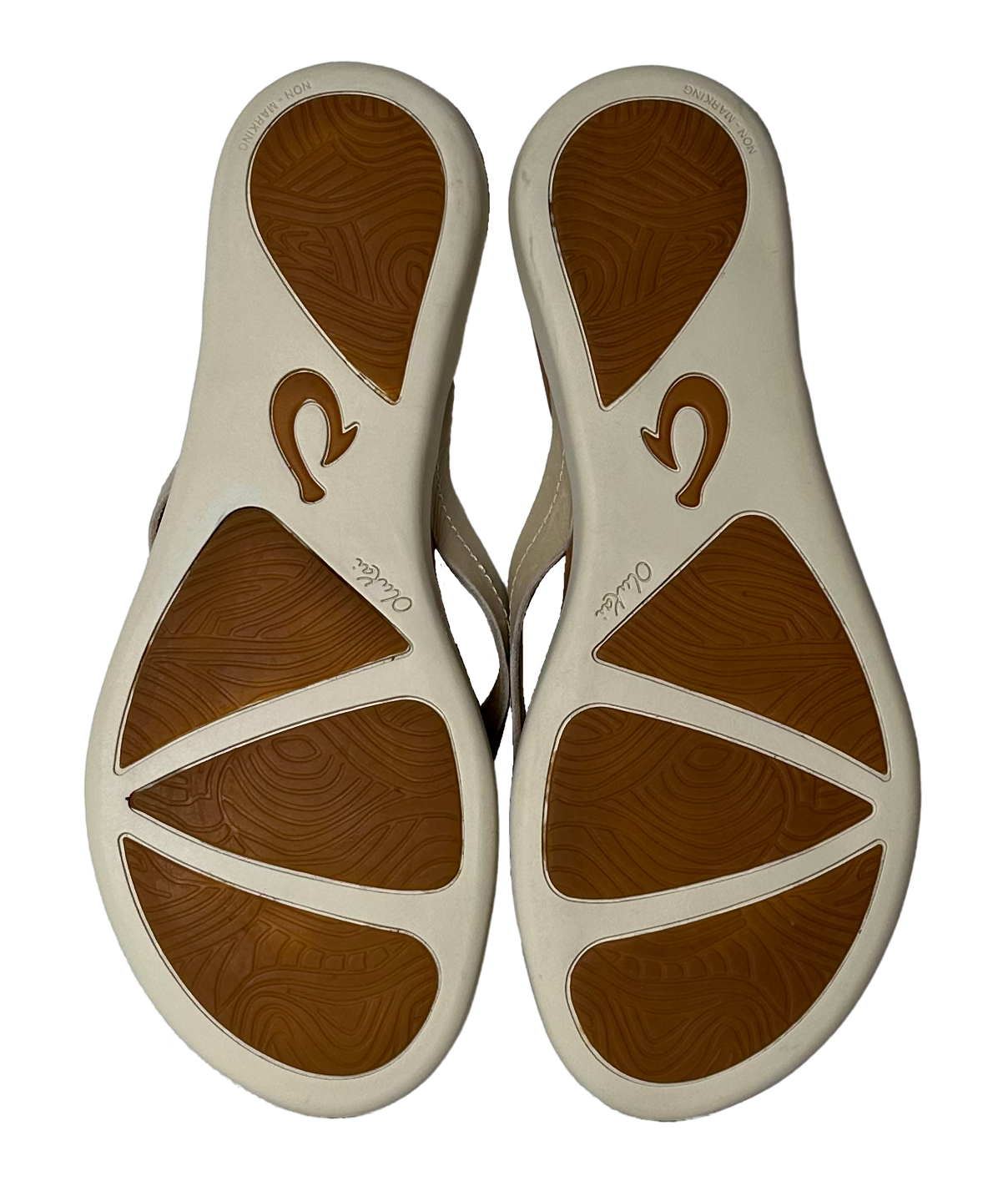 Olukai Honu Off White Leather Flip Flop Sandals Women 10 Slip into style with the Olukai Honu off white leather flip flop sandals. Made with high-quality leather, th
