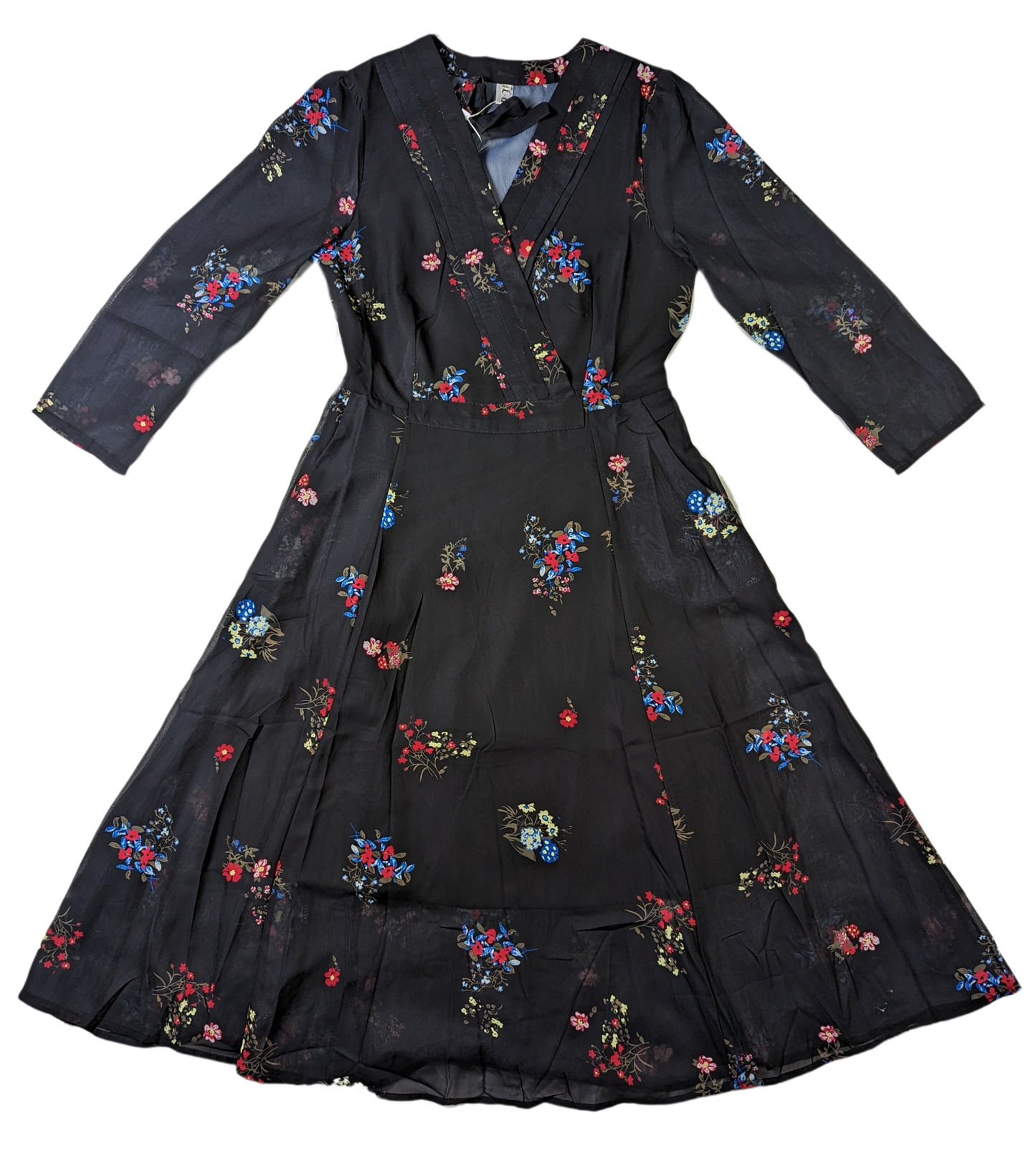 YDYThis YDY dress is perfect for any occasion. The black background with red and blue flowers create a timeless look. The sheer back and sleeves create a modern yet modDressesYDY Black Floral Dress NWTYDY Black Floral Dress NWT