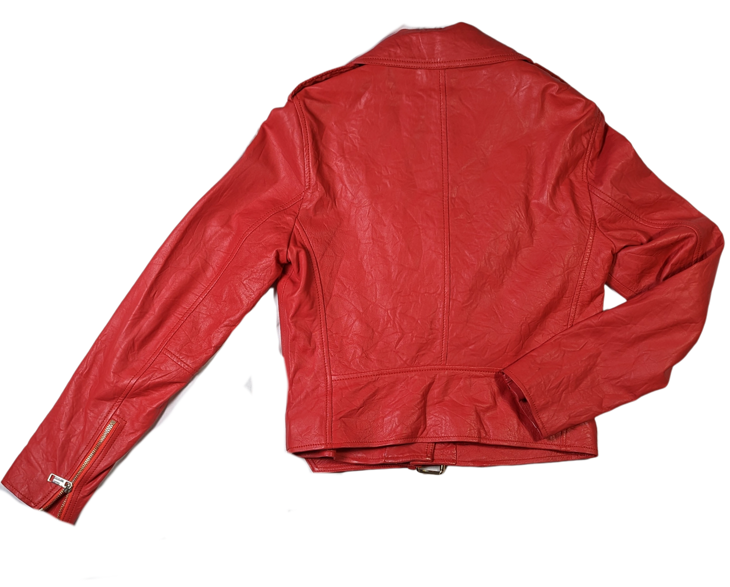 Michael KorsElevate your style with this Michael Kors moto jacket, crafted from genuine lambskin leather. The classic shade of red and gold hardware create a timeless design thaJacketMichael Kors Red Lambskin Leather JacketMichael Kors Red Lambskin Leather Jacket
