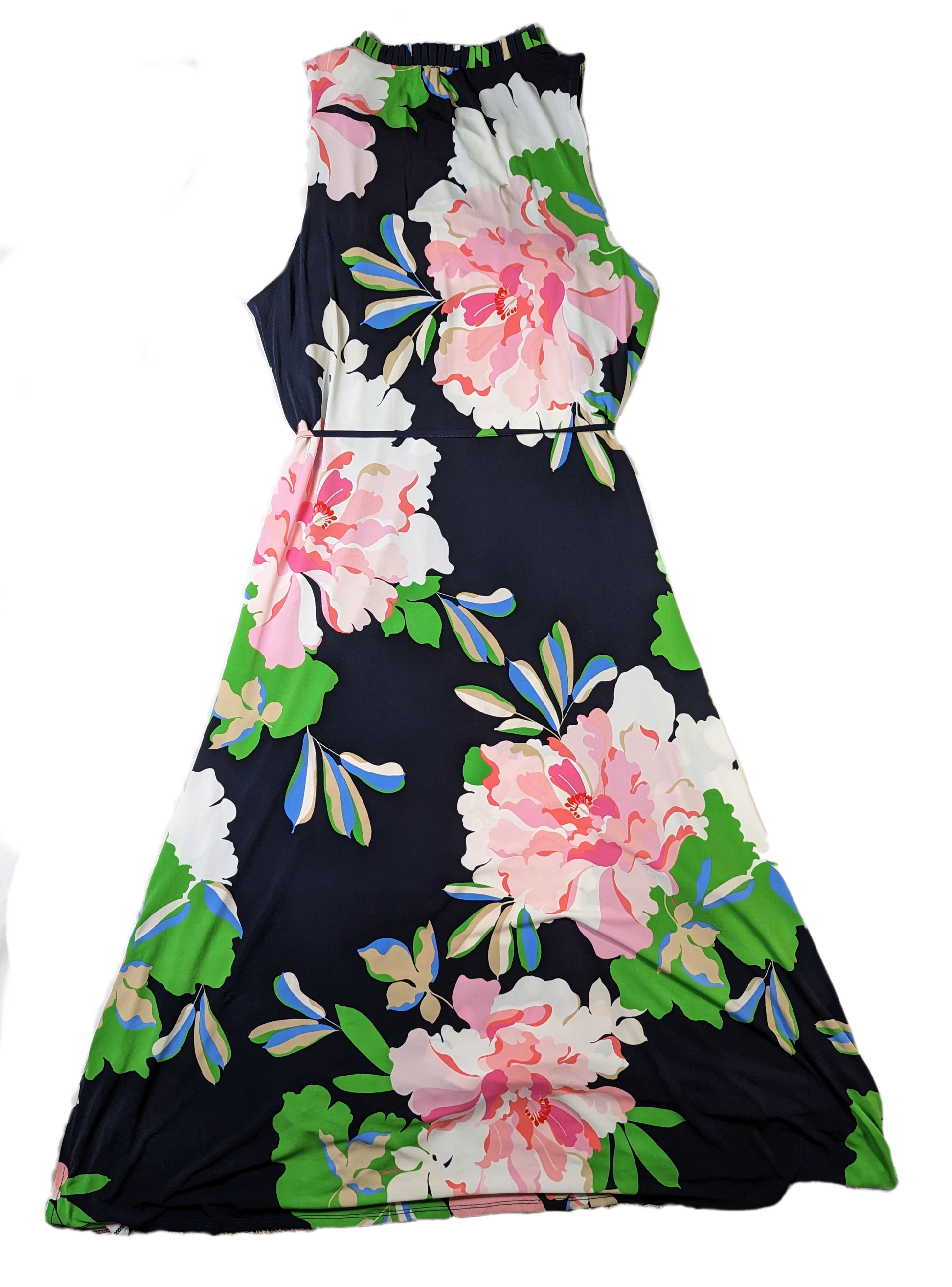 Tommy HIlfiger Floral Maxi Dress - NWOTGorgeous floral print makes with maxi dress really stand out!  The navy background highlights with pink and white blossoms.  The simple tie waist enhances your figur