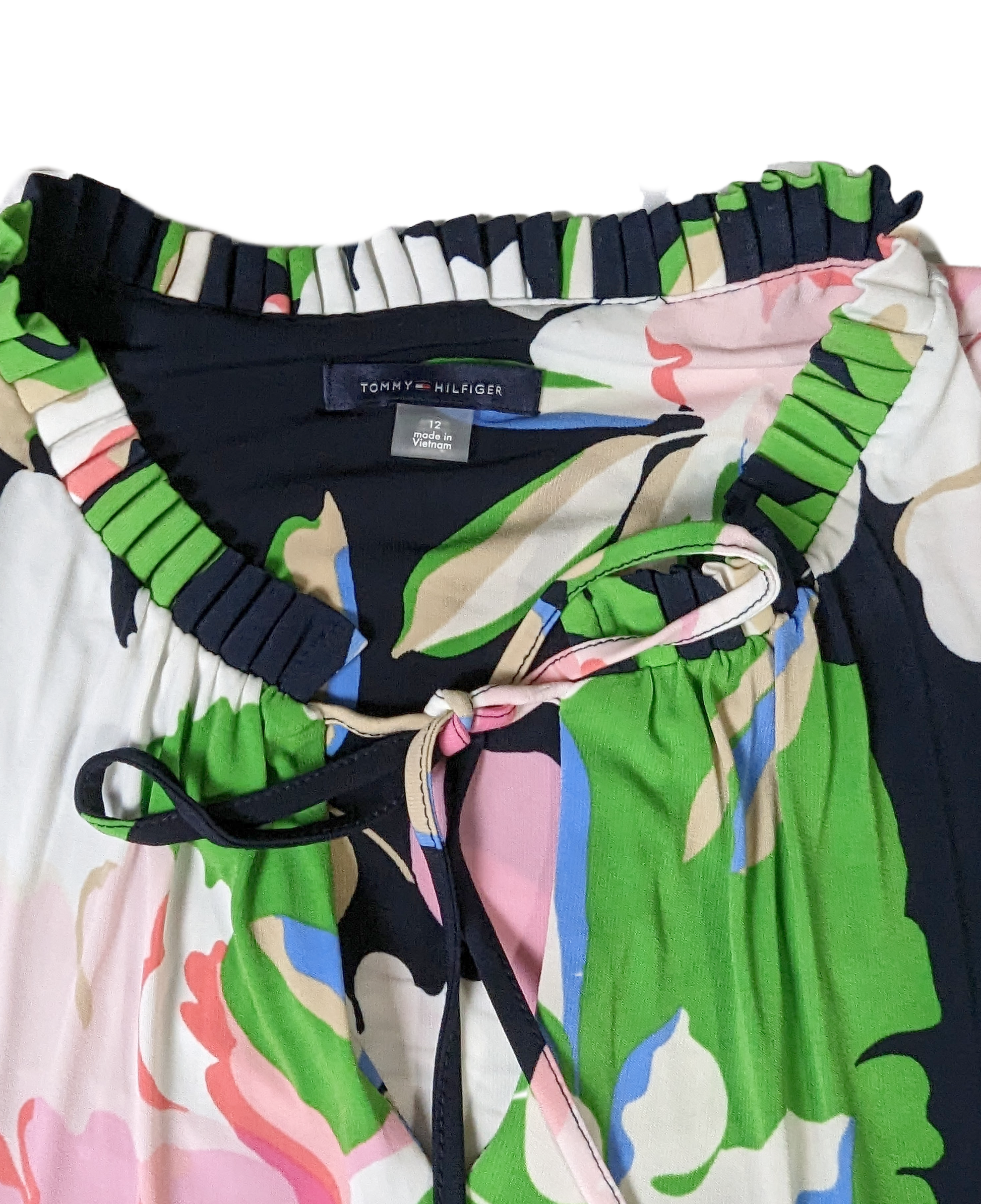 Tommy HIlfiger Floral Maxi Dress - NWOTGorgeous floral print makes with maxi dress really stand out!  The navy background highlights with pink and white blossoms.  The simple tie waist enhances your figur