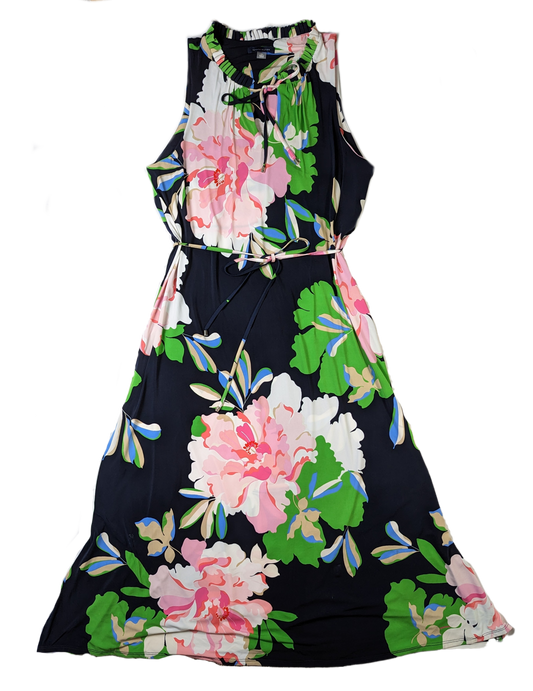 Tommy HIlfiger Floral Maxi Dress - NWOTGorgeous floral print makes with maxi dress really stand out!  The navy background highlights with pink and white blossoms.  The simple tie waist enhances your figur