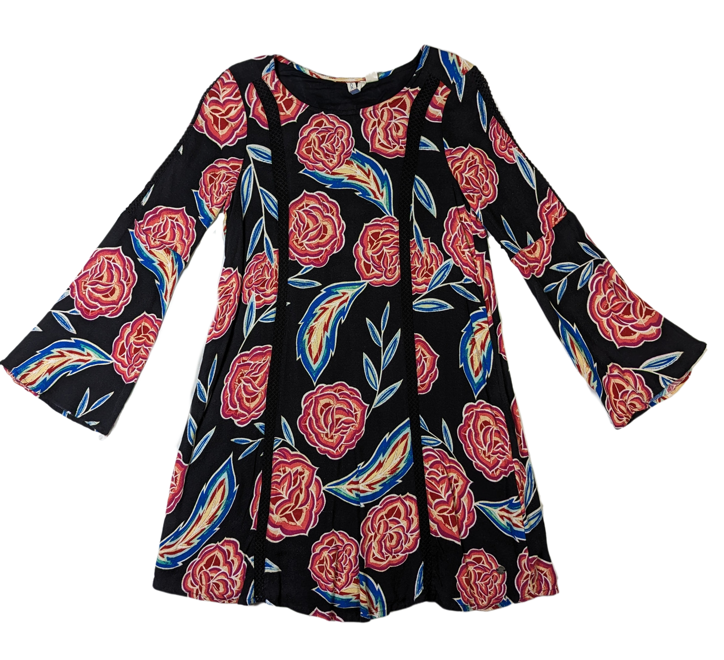Roxy 'East Coast Dreamer' Bell Sleeve Floral Print DressROXY East Coast Dreamer dress is flirty, comfortable and easy to wear! This would look so cute with white sneakers, sandals or a strappy wedge! Vibrant pattern, blac