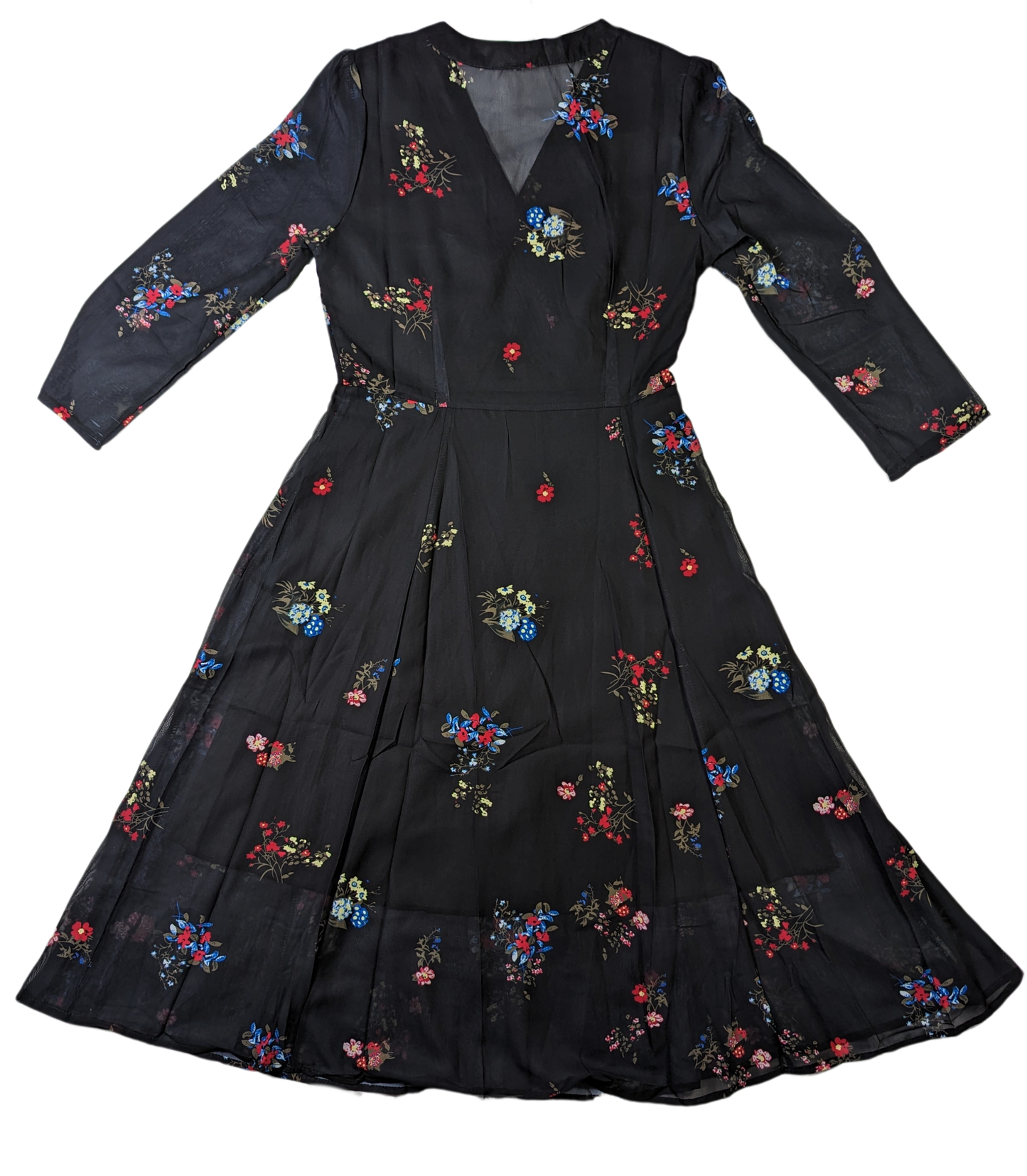 YDYThis YDY dress is perfect for any occasion. The black background with red and blue flowers create a timeless look. The sheer back and sleeves create a modern yet modDressesYDY Black Floral Dress NWTYDY Black Floral Dress NWT
