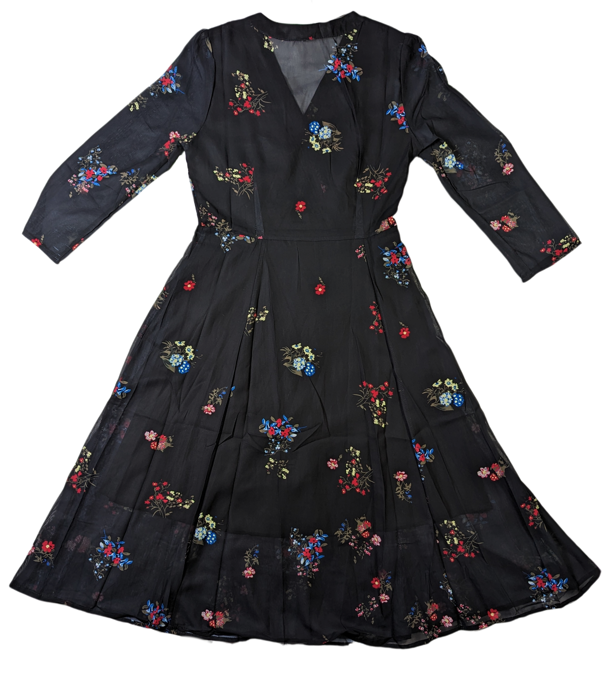 YDYThis YDY dress is perfect for any occasion. The black background with red and blue flowers create a timeless look. The sheer back and sleeves create a modern yet modDressesYDY Black Floral Dress NWTYDY Black Floral Dress NWT