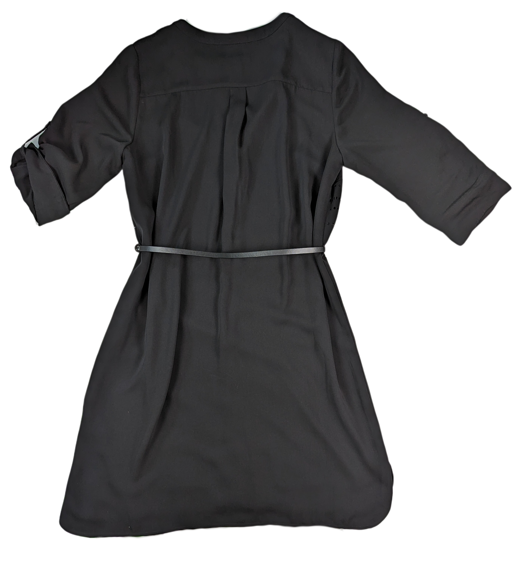 White House Black Market Shirt Dress with laser-cut bodice This stylish White House/Black Market shirt dress is perfect for any occasion. Its laser cut bodice adds a unique edge to the classic black design, while the belted White House/Black Market Shirt DressDresses