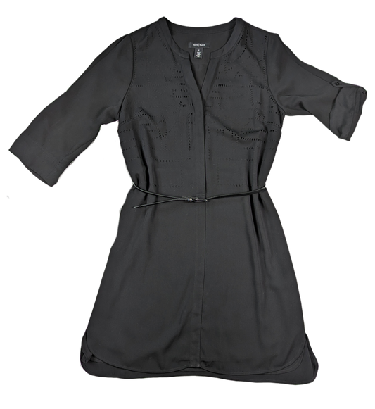 White House Black Market Shirt Dress with laser-cut bodice This stylish White House/Black Market shirt dress is perfect for any occasion. Its laser cut bodice adds a unique edge to the classic black design, while the belted White House/Black Market Shirt DressDresses