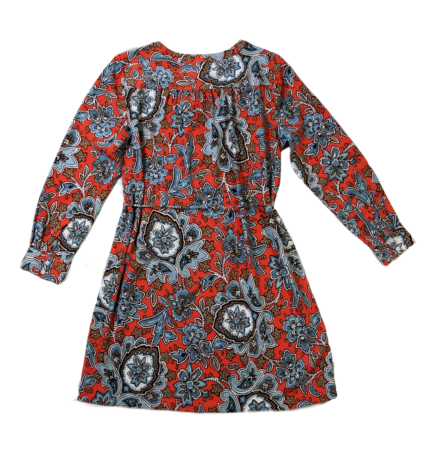 Loft Orange Floral Print Shirt Dress - EUCThis is such an easy and versatile dress.  You can dress it up by wearing heels and a blazer, or add sneakers and a denim jacket for a more casual look.  Either way,