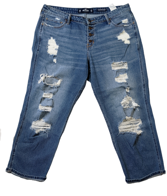 Hollister Distressed Mid-rise Crop Boyfriend JeansHoly Moly!  Do these have the distressing!  Super comfy, too, with Hollister Vintage stretch!