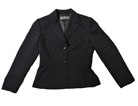 Tahari Arthur S Levine Black Blazer Size 6P  Elevate your professional style with the Tahari Arthur S Levine Black Blazer. This fitted blazer, in a sleek black color