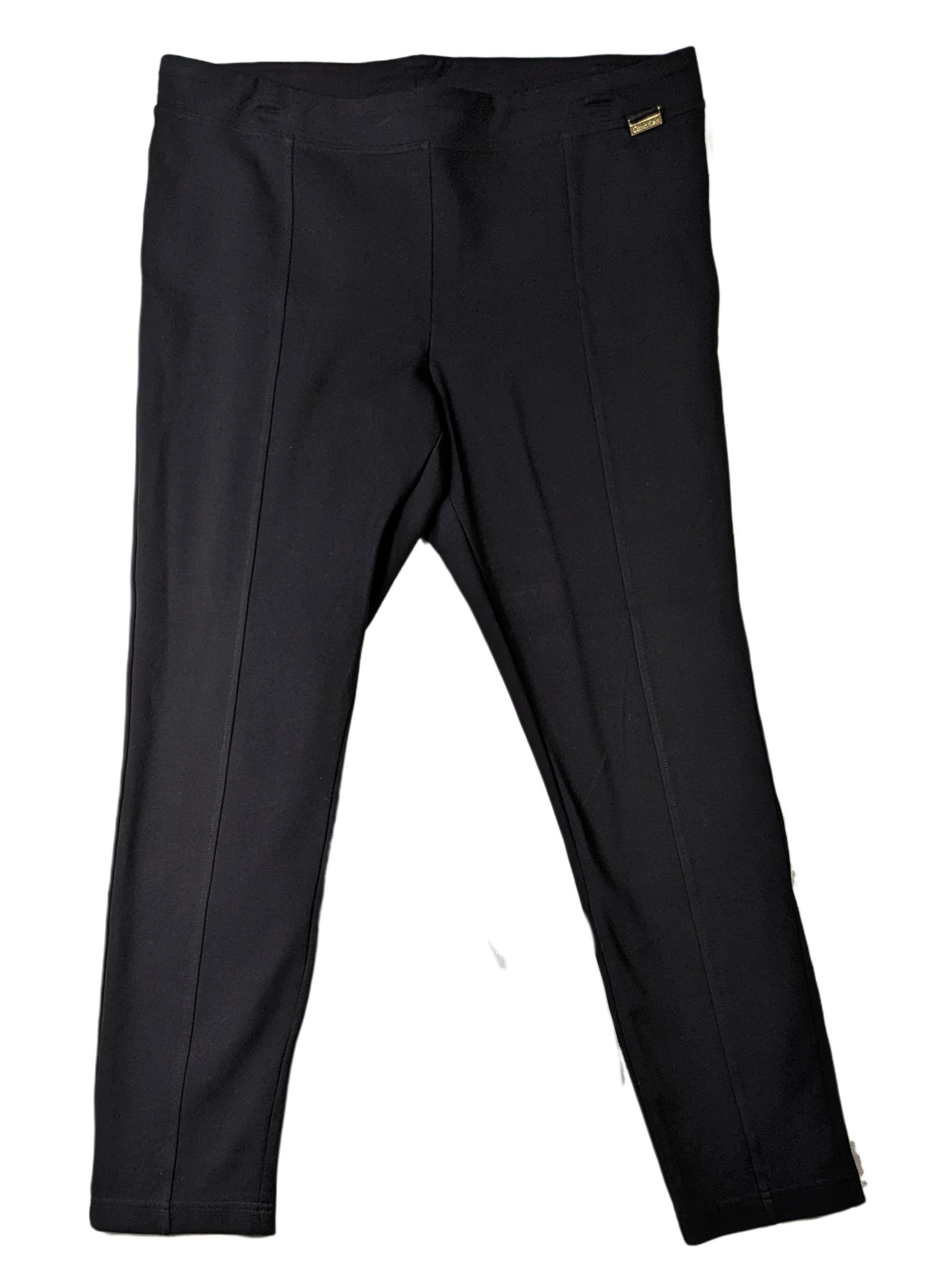 Calvin Klein Black Knit Power Stretch PantsThese wear like a legging (super comfy) but look like a crop pant (super stylish).  Wear them dressy or casual.
