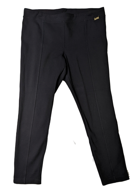 Calvin Klein Black Knit Power Stretch PantsThese wear like a legging (super comfy) but look like a crop pant (super stylish).  Wear them dressy or casual.