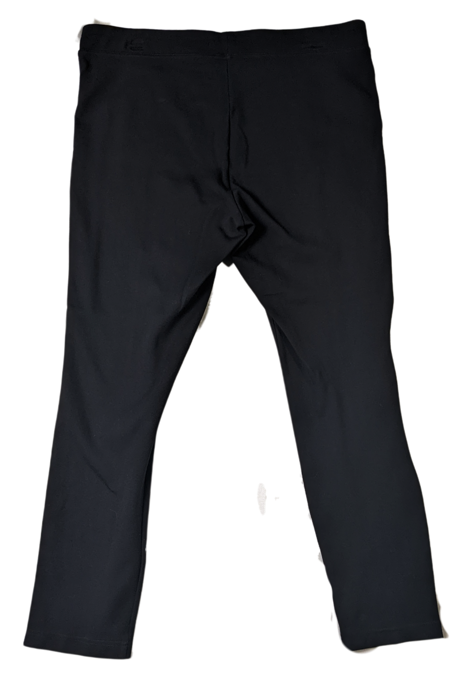 Calvin Klein Black Knit Power Stretch PantsThese wear like a legging (super comfy) but look like a crop pant (super stylish).  Wear them dressy or casual.