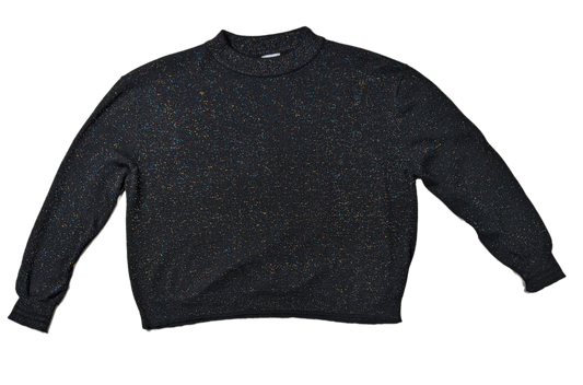J + J John + Jenn Black Sparkly Sweater  Look effortlessly cool in the J + J John + Jenn Black Sparkly Sweater. With multicolor metallic threads and a mock neck, thi