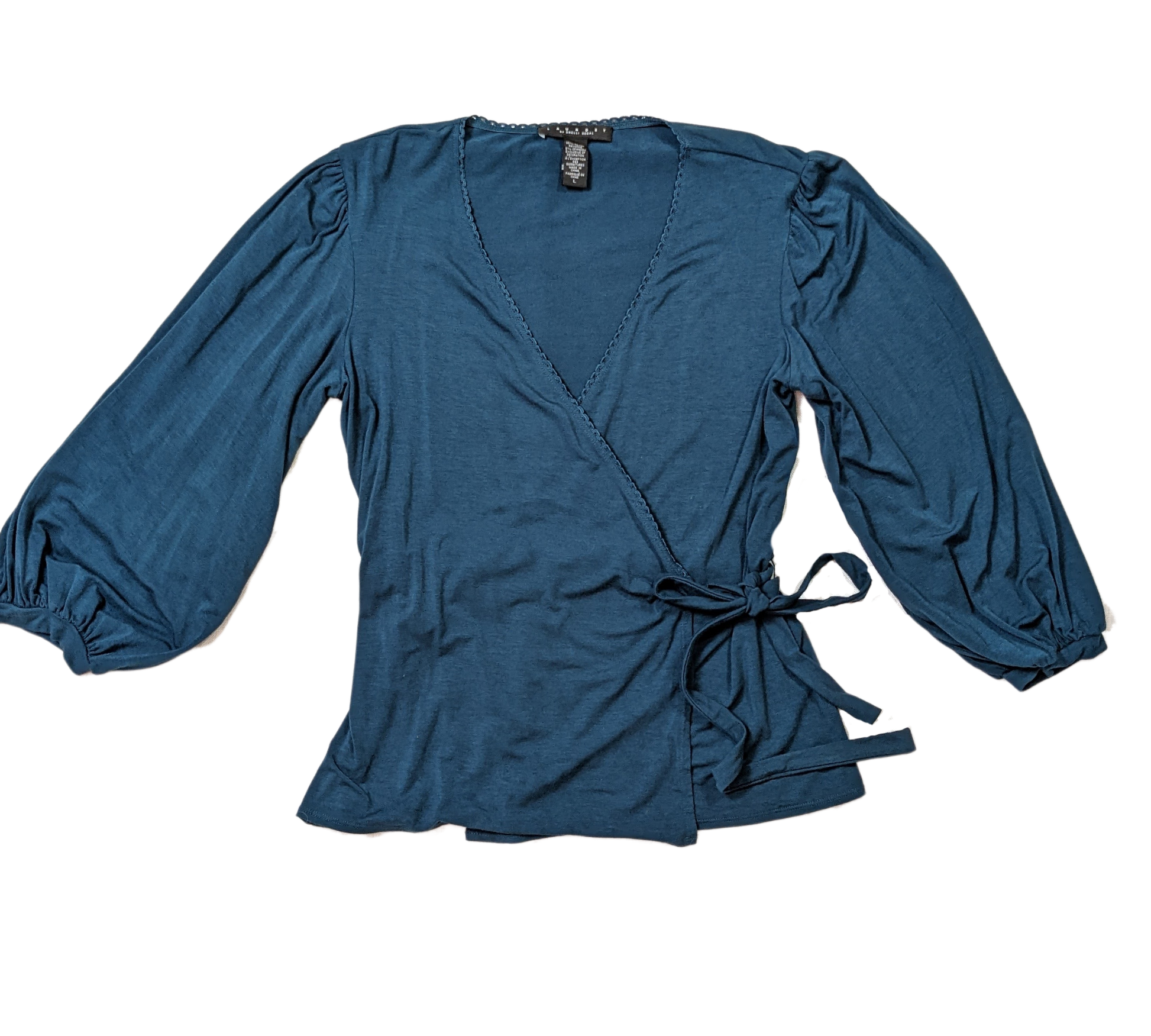 Laundry by Shelli Segal Teal Wrap Around Top Size L  Laundry by Shelli Segal Teal Wrap top  Size L Elevate your wardrobe with this stunning Laundry by Shelli Segal