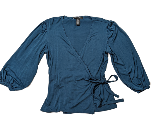 Laundry by Shelli Segal Teal Wrap Around Top Size L  Laundry by Shelli Segal Teal Wrap top  Size L Elevate your wardrobe with this stunning Laundry by Shelli Segal
