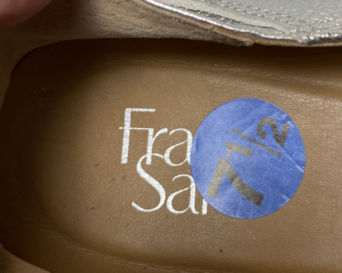 Franco Sarto Silver L-Gracie Slip-On Loafers - EUCBeautiful silver metallic leather slip-on loafers. These are the perfect easy wear shoes for an on the go day.
